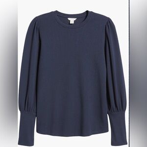 Crewneck Puff Sleeve Rib Top